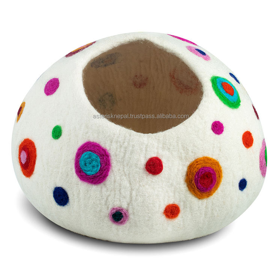 white-doted-indoor-warm-cozy-cat-cave